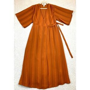 Liquorish Rust Orange Wrap Dress Kimono Sleeve Maxi Womens US 6 EU 38